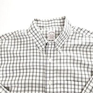 Brooks Brothers Traditional Fit Non-Iron Cotton‎ Check Shirt Mens Lg Black White